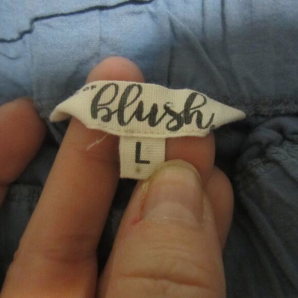 Blush Blue Eyelet Off Shoulder Mini Dress Boho Summer Large - Picture 6 of 8